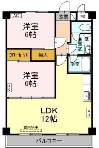 その木ハイツ(2LDK/2階)の間取り写真