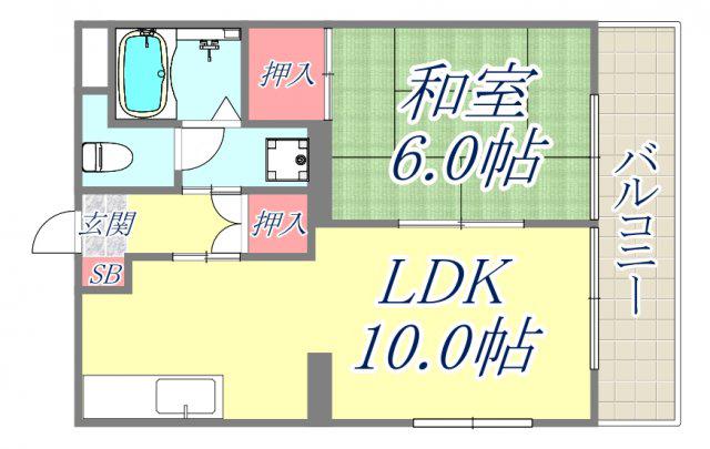 ロイヤルメゾン甲子園口Ⅲ(1LDK/2階)の間取り写真