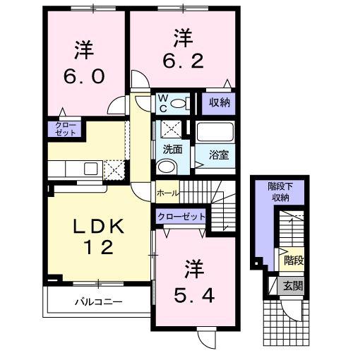 クリスタルコート(3LDK/2階)の間取り写真