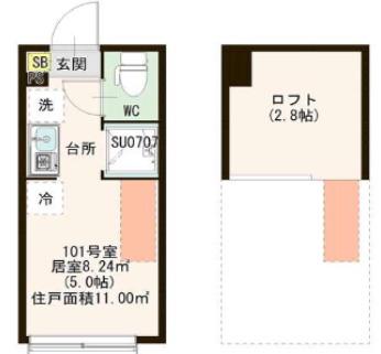 EARTHLING REGIDENCE(ワンルーム/1階)の間取り写真