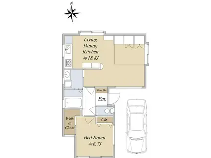 外山ビルアネックス(1LDK/1階)の間取り写真