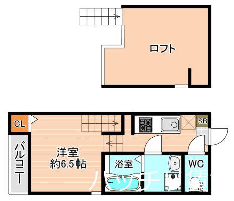 ハーモニーテラス馬出II(1K/2階)の間取り写真
