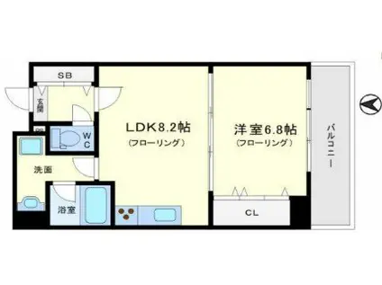 ミドエストツダ(1LDK/2階)の間取り写真