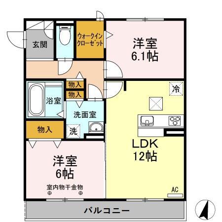 ラヴィアンローズ(2LDK/1階)の間取り写真