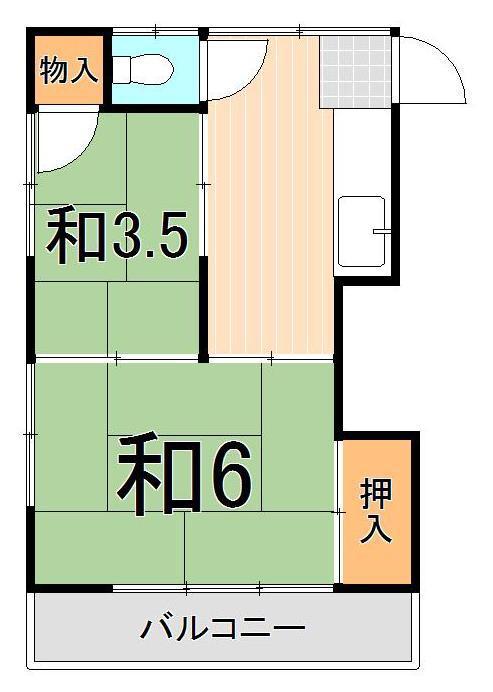 第三西亀荘(2K/1階)の間取り写真