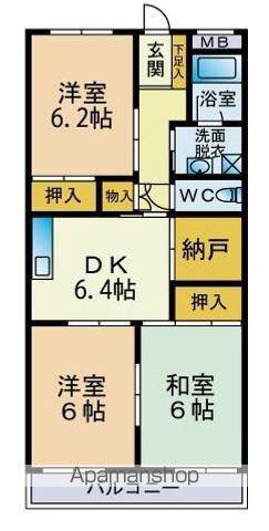 Y・Oビル(3DK/4階)の間取り写真