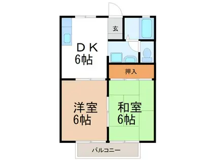 フェアリーハウス二本木(2DK/1階)の間取り写真