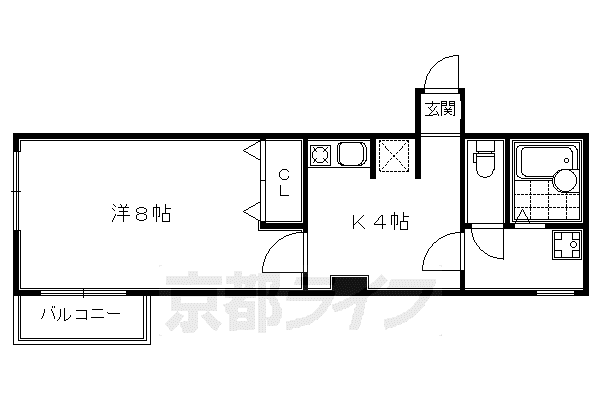 二条駅南(1K/3階)の間取り写真