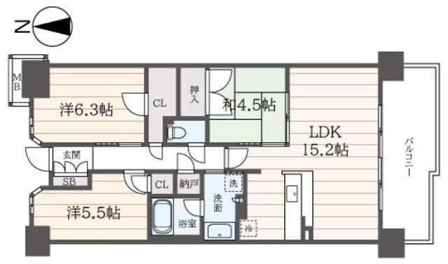 ヴィークステージ多摩センター(3LDK/12階)の間取り写真