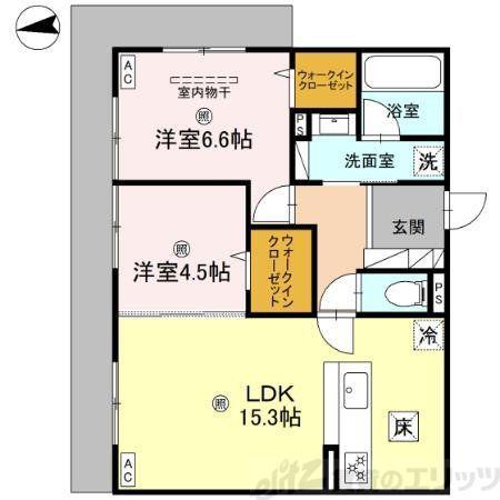D-RESIDENCE南茨木II(2LDK/1階)の間取り写真