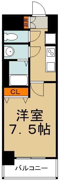 ROX CAPE川崎(1K/9階)の間取り写真