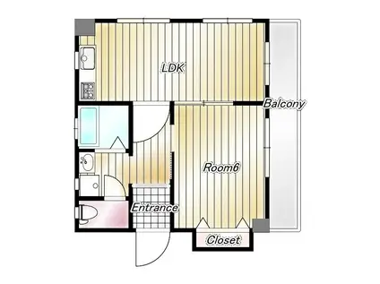 エバンス(1LDK/3階)の間取り写真