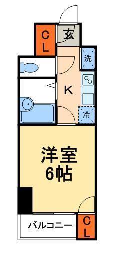 スカイコート日本橋第5(1K/2階)の間取り写真