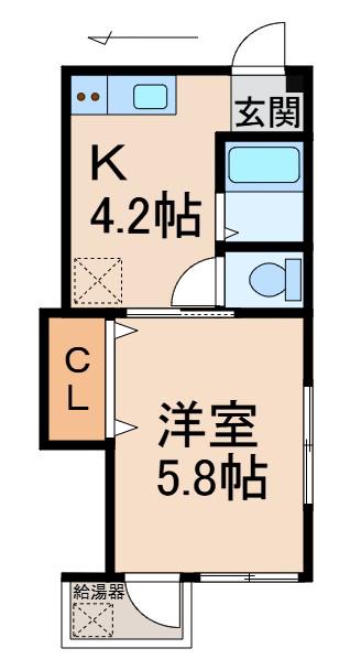 畑屋敷ビル(1K/3階)の間取り写真