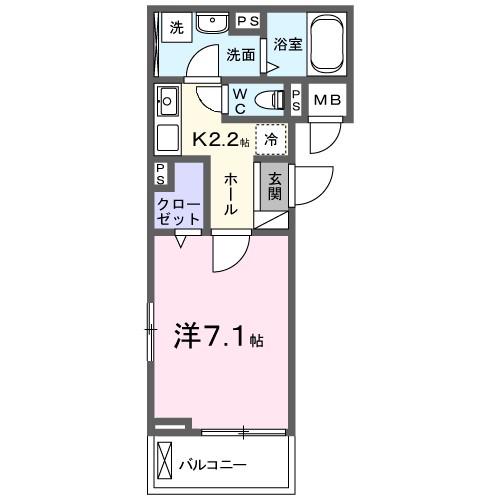 ラフレシール ウエスト(1K/2階)の間取り写真