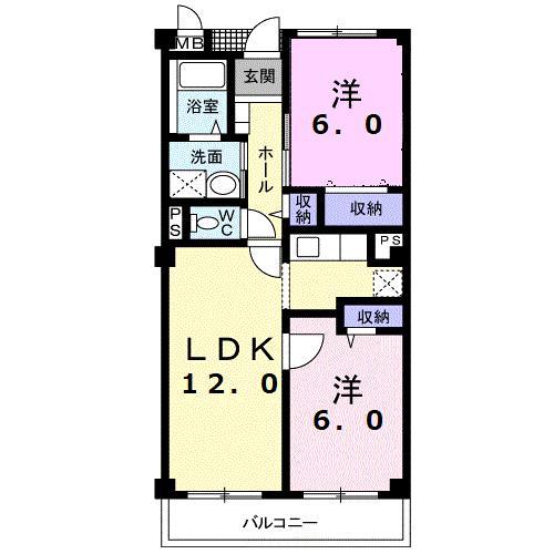グランデュール北戸田(2LDK/1階)の間取り写真