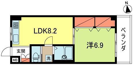 秀真コーポ(1LDK/2階)の間取り写真