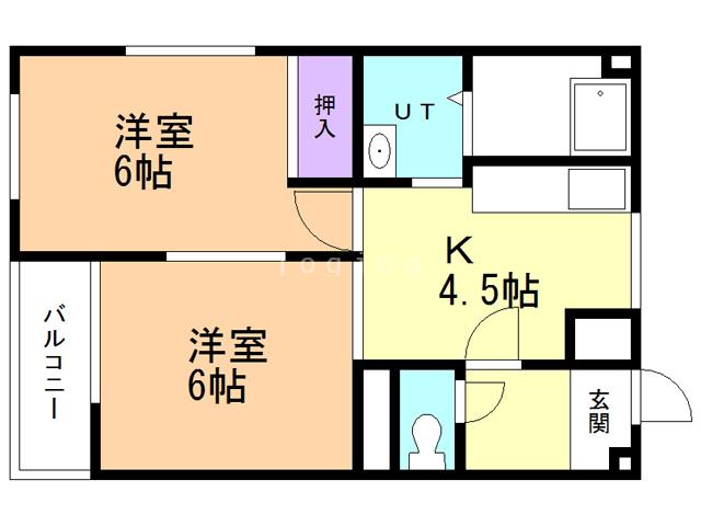 フォーリアス(2DK/1階)の間取り写真