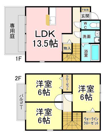 ファニーコート(3LDK/1階)の間取り写真