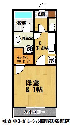マーヴェラス・Ⅰ(1K/2階)の間取り写真