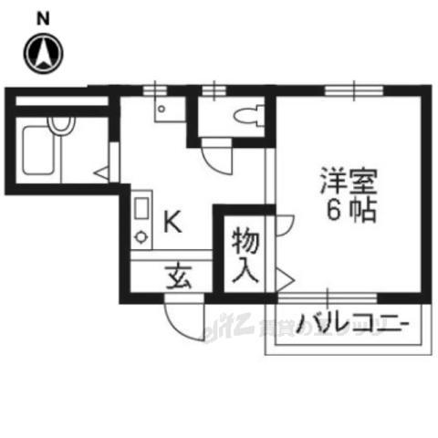 クリーングッドⅡ(1K/1階)の間取り写真