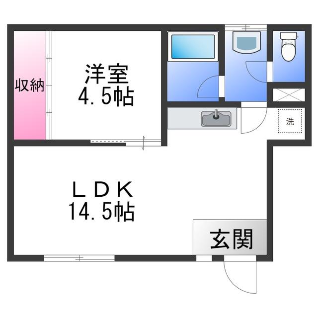 エジスポール塩屋(1LDK/3階)の間取り写真