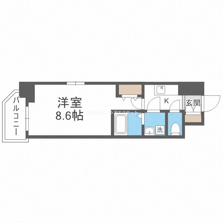 エスリード福島第5(1K/14階)の間取り写真