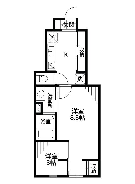 ROUAGE関屋(1LDK/1階)の間取り写真