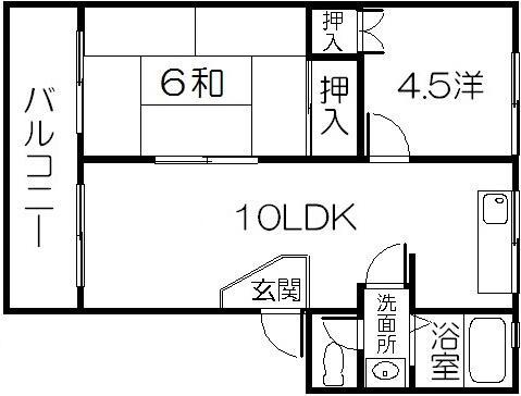コーポ広瀬(2LDK/3階)の間取り写真