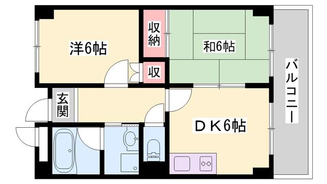 アーバンヤシロ(2DK/1階)の間取り写真