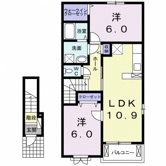 FONTAINE和木II(2LDK/2階)の間取り写真