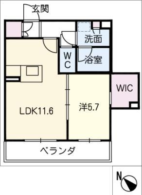 グランドソレイユ(1LDK/2階)の間取り写真