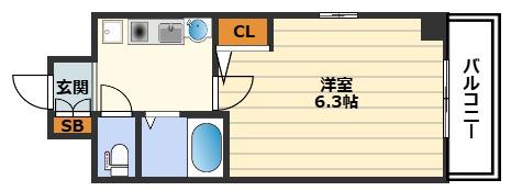 ラナップスクエア東天満(1K/4階)の間取り写真