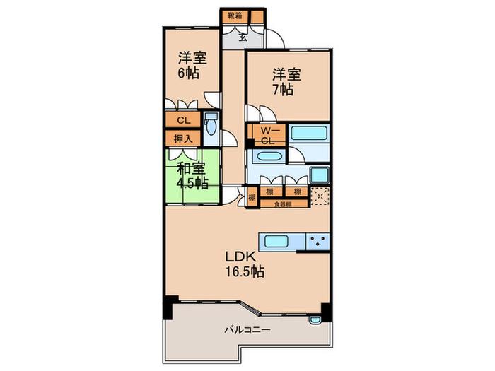 ヴィラス星ヶ丘の森(3LDK/7階)の間取り写真