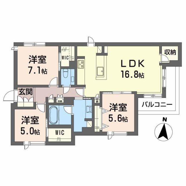 エクラージュ山手町(3LDK/2階)の間取り写真