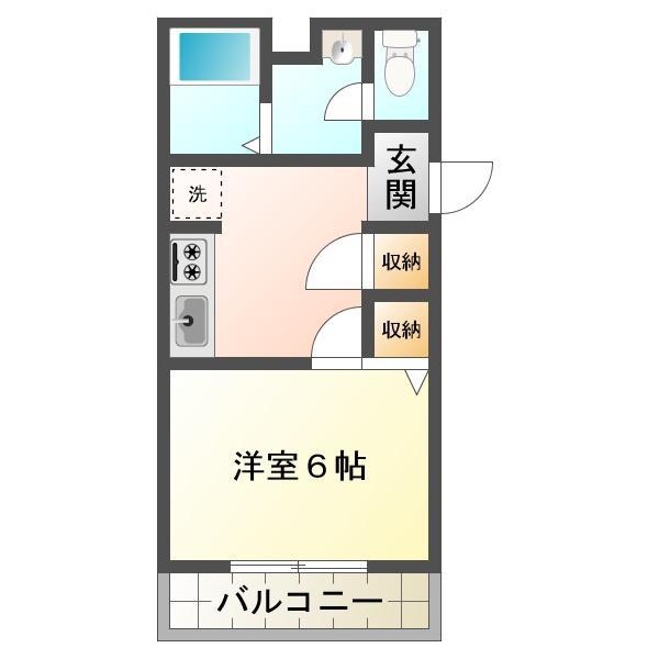 サンマリン五色山(1K/2階)の間取り写真