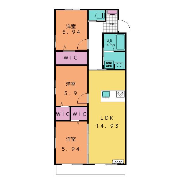 グランドゥール大岩(3LDK/1階)の間取り写真