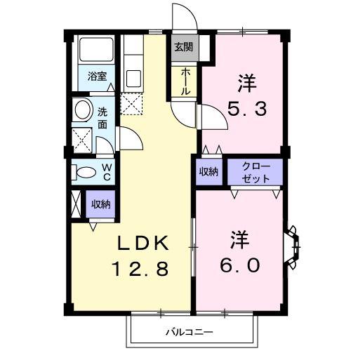 H・Nガーデンハイツ2(2LDK/2階)の間取り写真