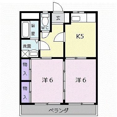 サンライズ・レジデンス(2K/2階)の間取り写真