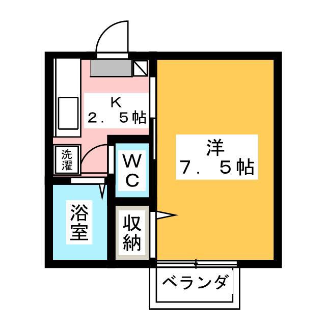 ブルームZEN(1K/2階)の間取り写真