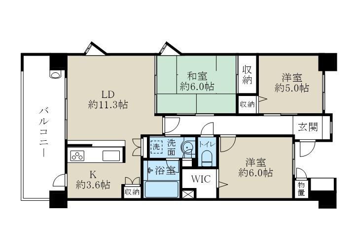 ダイアパレス川端町(3LDK/10階)の間取り写真