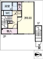 レオネクスト元八事(1K/2階)の間取り写真