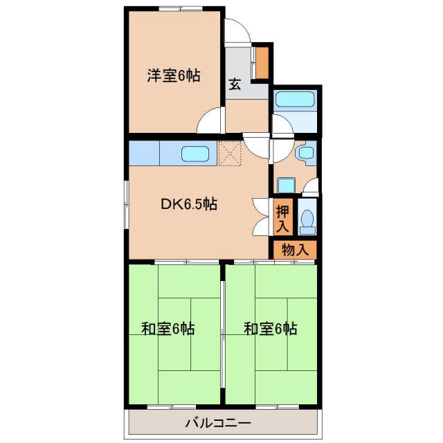 扶桑ハイツ2(3DK/4階)の間取り写真