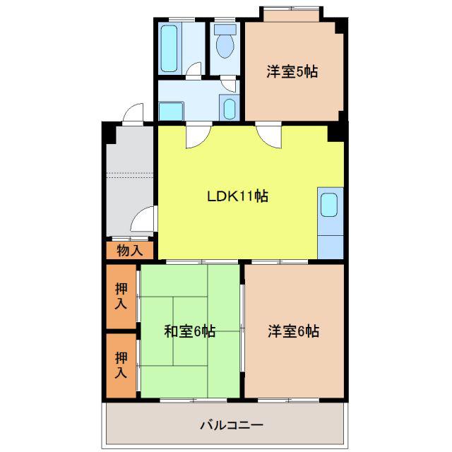 エレガンス柴(3LDK/3階)の間取り写真