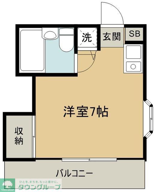 アーバンハイツ A棟(ワンルーム/2階)の間取り写真