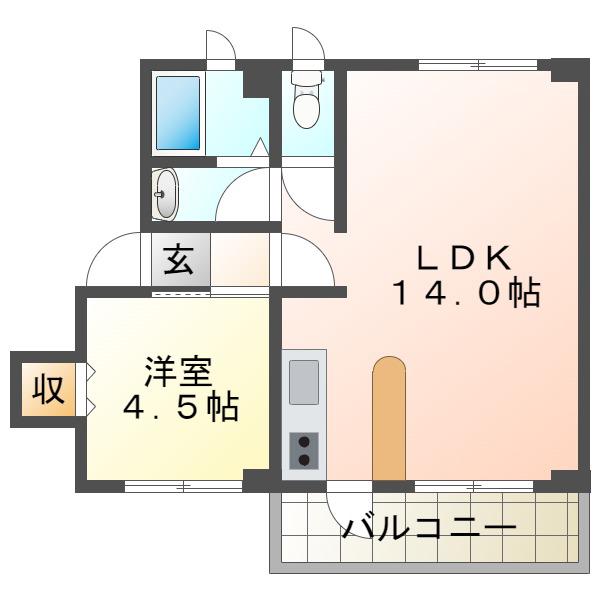 西舞子エイト(1LDK/2階)の間取り写真