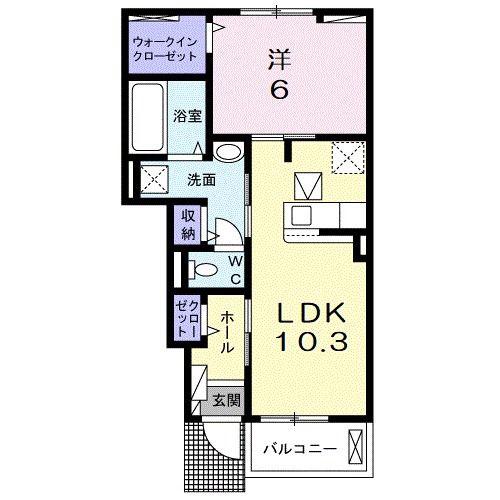 RIRIAVII 9(1LDK/1階)の間取り写真