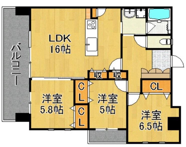 KSK門司コアプレイス(3LDK/7階)の間取り写真
