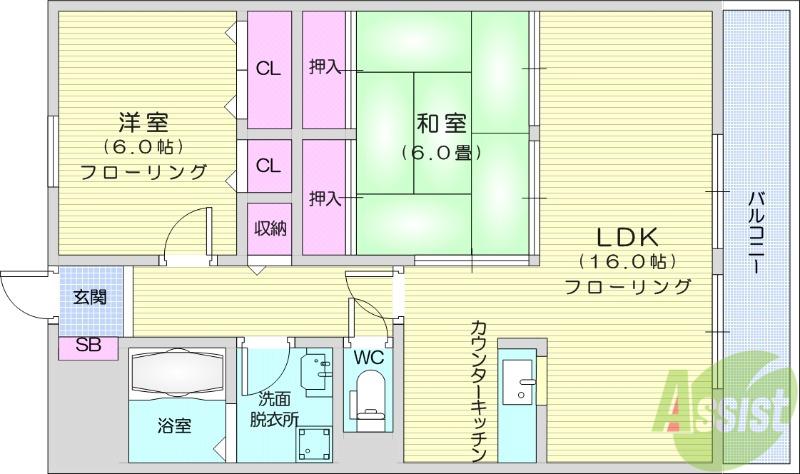 メゾンエトワール柏木(2LDK/3階)の間取り写真