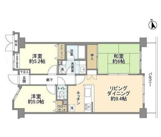 ダイアパレス府中II(3LDK/2階)の間取り写真
